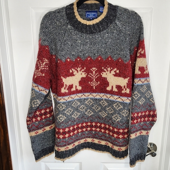 Vintage Susquehanna Trail Outfitters wool sweater with reindeer Women's Size XL - Picture 5 of 10